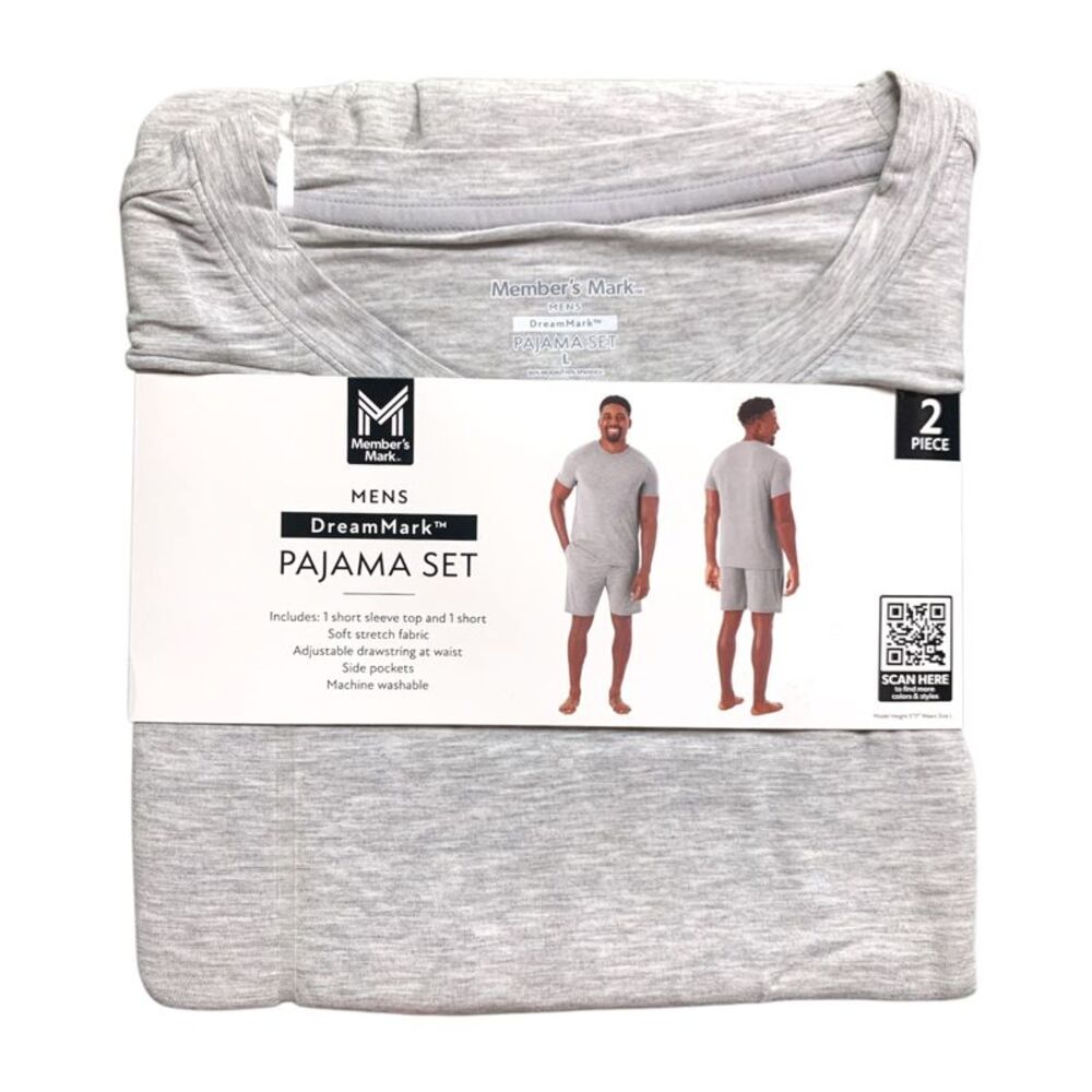 Member's Mark Men's Relaxed Fit 2-Piece Short Sleeve Pajama Set - Grey